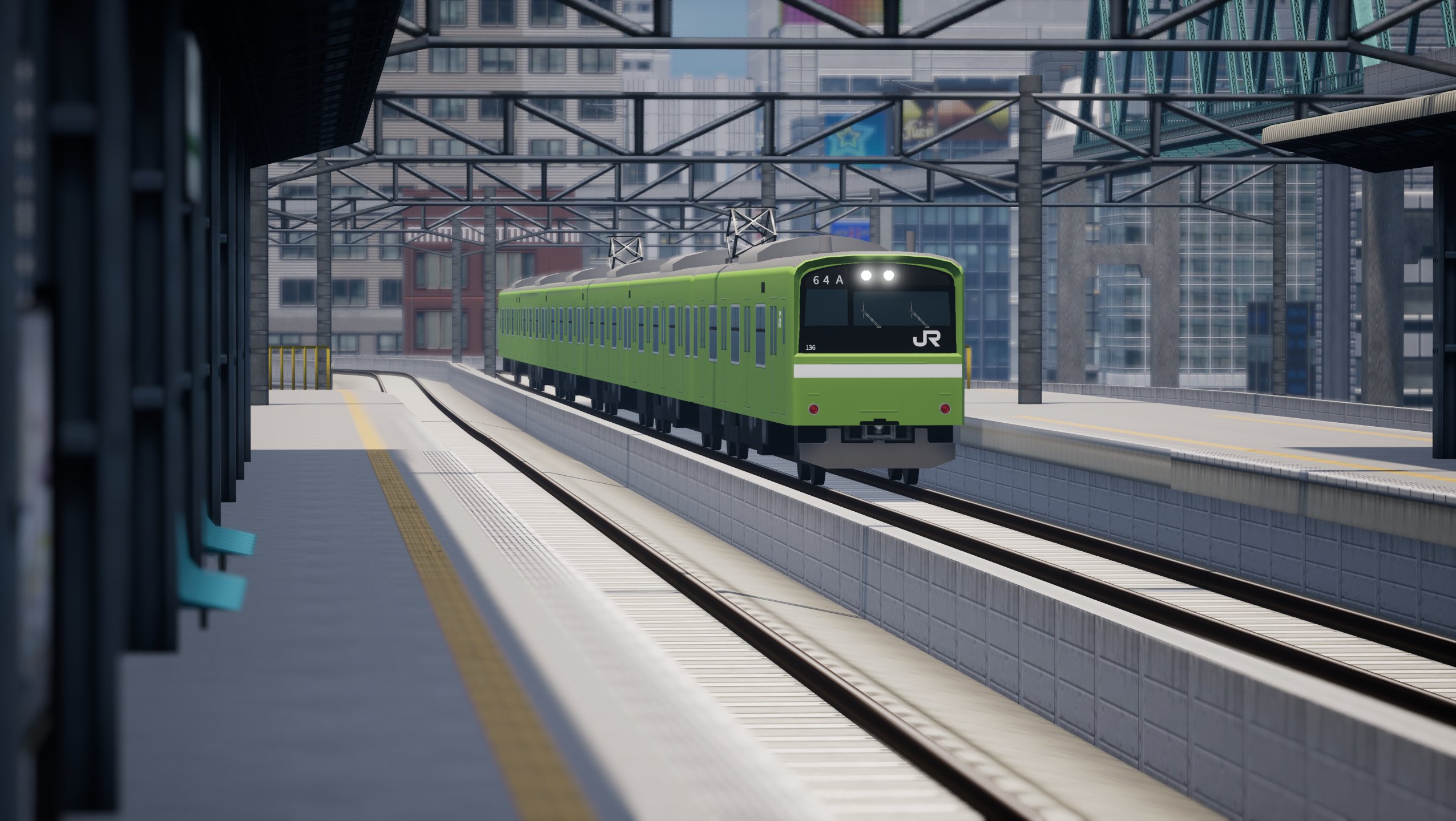 駅に到着する自作201系